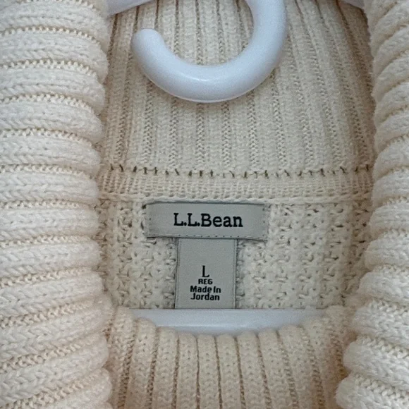L.L. Bean Off-White Cotton Blend Knit Turtleneck Tunic Sweater. EUC - Picture 2 of 7